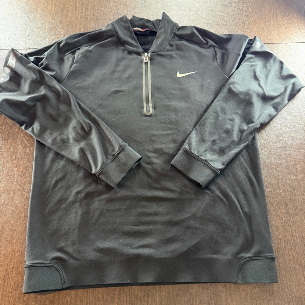 Tiger Woods Collection Nike Men's Black 1/4 Zip Collared Pullover Shirt Sz M